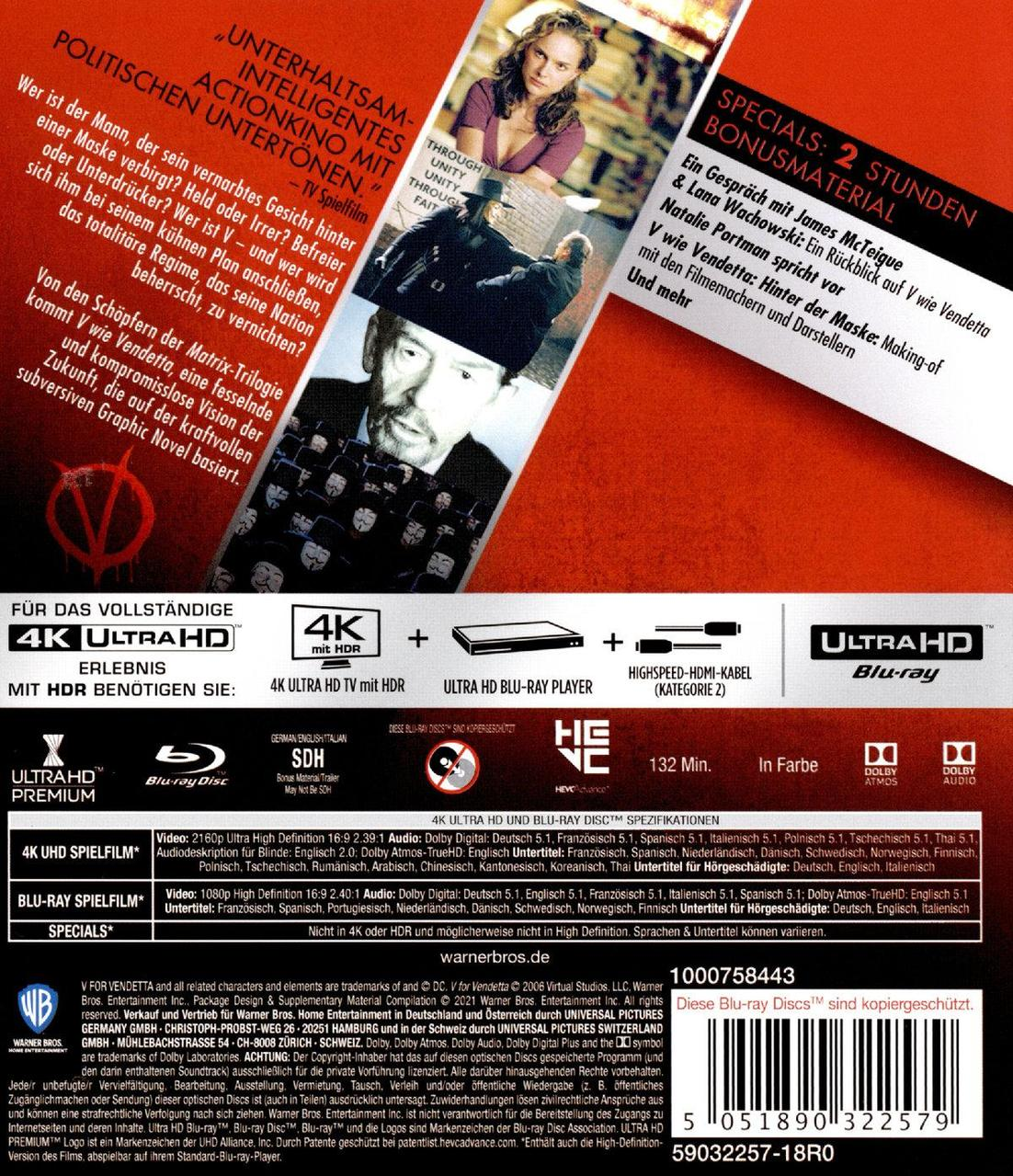 V wie Vendetta 4K Ultra Blu-ray HD Blu-ray 