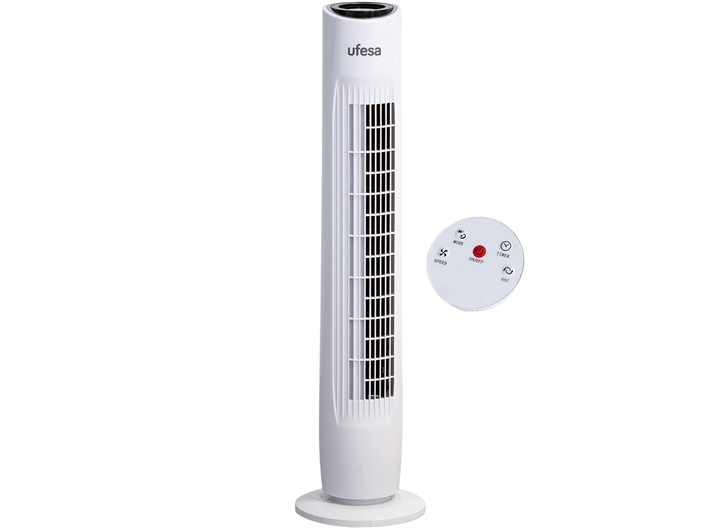 Ventilador Torre Ufesa tw1500 3 velocidades 45w mando distancia oscilación temporizador blanco alto 80cm tw1100 2h izquierdaderecha 45 tw1500ufesa