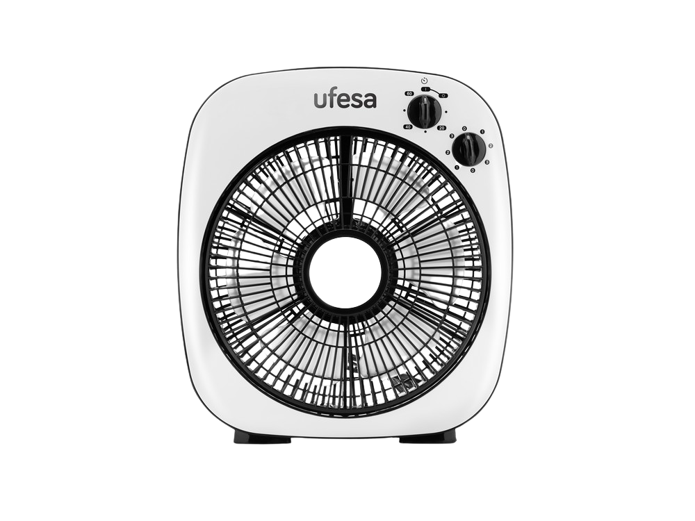 Ufesa Bf5030 Ventilador de mesa o suelo 25cm 50w potencia 3 velocidades 6 regilla giratoria temporizador box fan 25