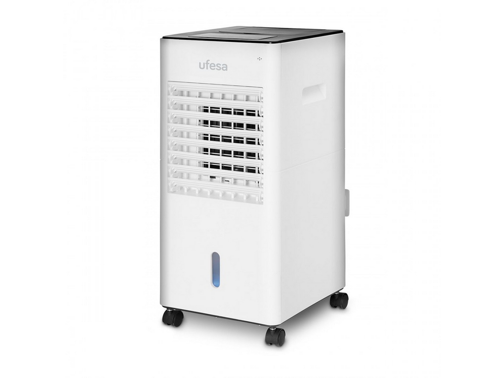 Climatizador evaporativo - Ufesa CL6040, 400m³/h, 65W, Depósito de 5L, 3 velocidades, Control táctil, Blanco