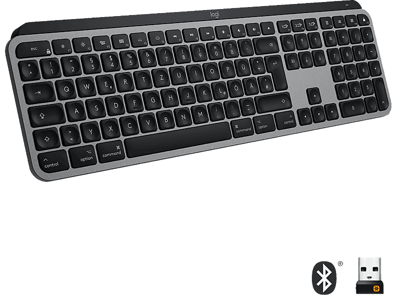 LOGITECH MX Keys für Mac , Tastatur, kabellos, Space Grau