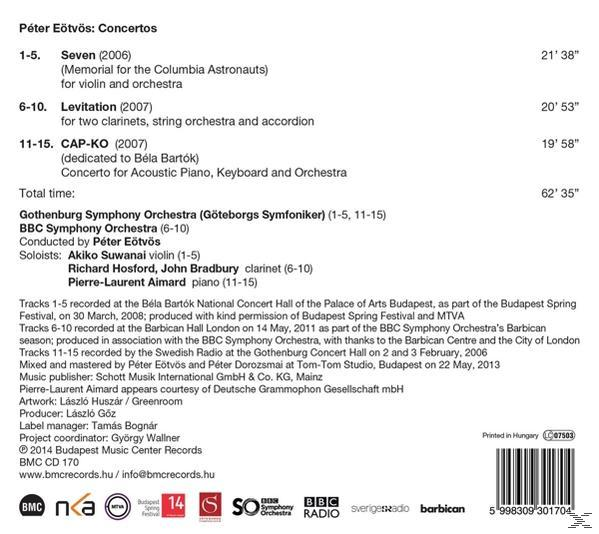 Szöveg egy CD tok hátulján. A szöveg tartalmazza a számok listáját, a közreműködők nevét és a szerzői jogi információkat.