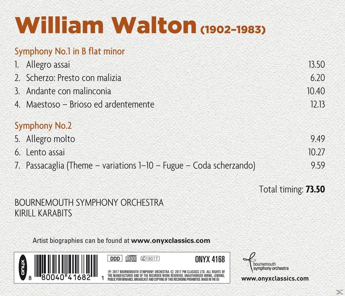 Rückseite einer William Walton CD. Enthält Titellisten und Text. Das Orchester ist abgebildet.