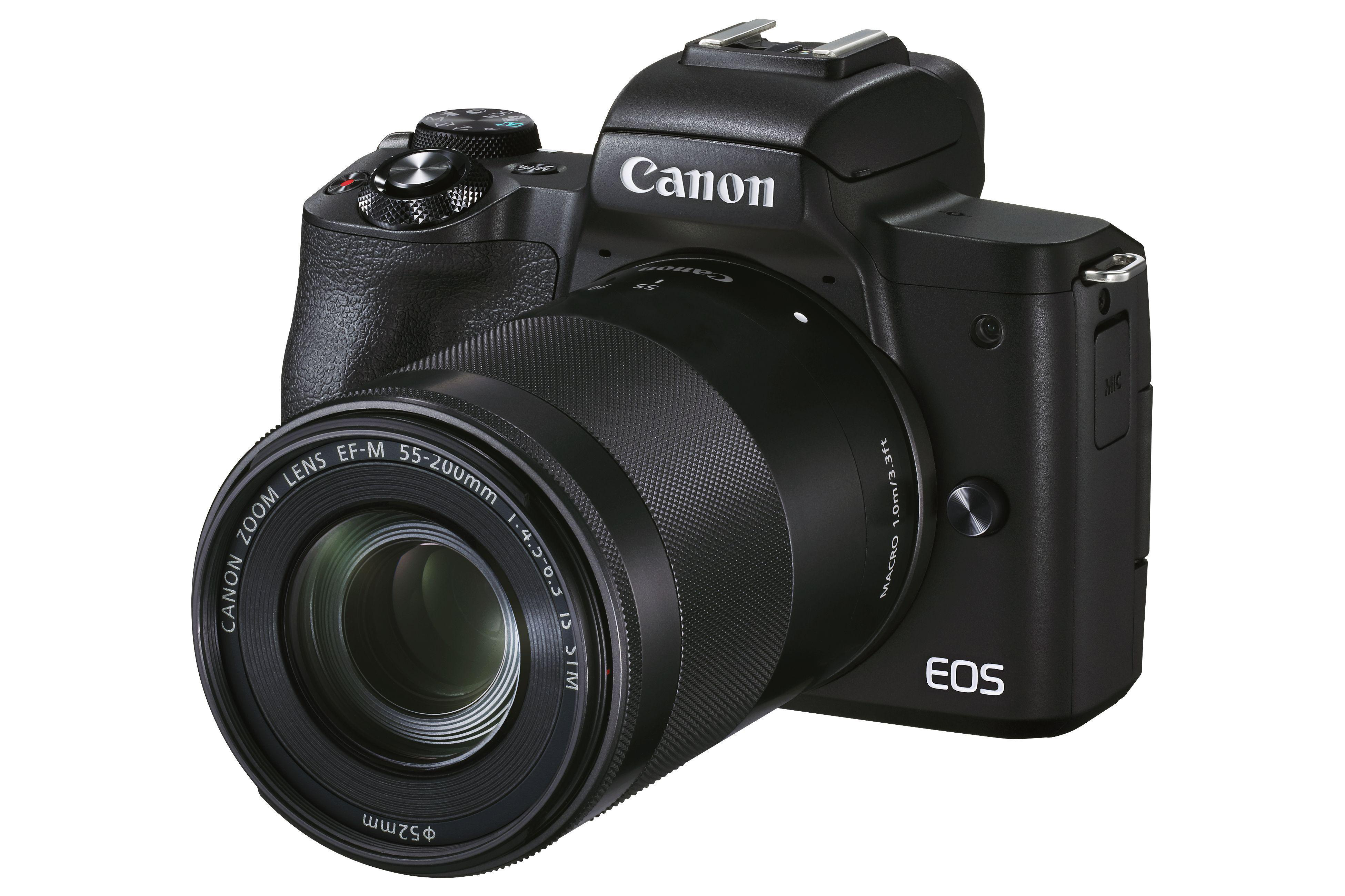 CANON Canon EOS M50 MK II Kit Systemkamera mit Objektiv 15-45 mm + 55-200 mm, 7,5 cm Display Touchscreen, WLAN