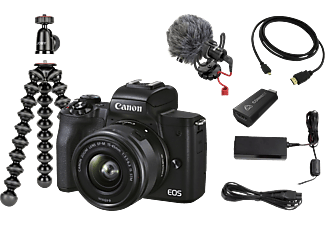 CANON Canon EOS M50 MK II Livestream Kit Systemkamera  mit Objektiv 15-45mm , 7,5 cm Display Touchscreen, WLAN