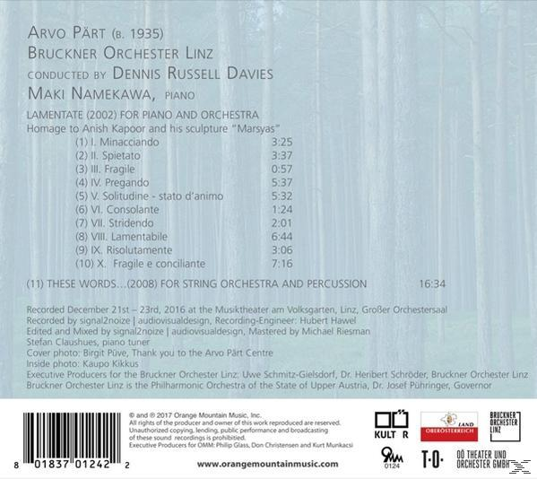 Maki Namekawa, Bruckner Orchester Linz - Lamentate/These Words  - (CD)