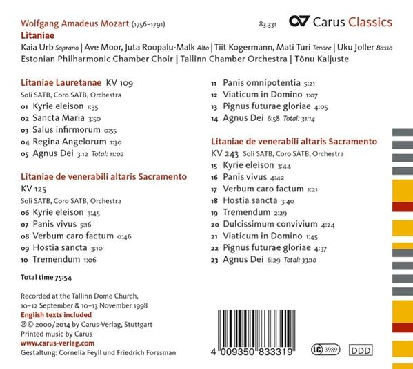 Estonian Philharmonic Chamber Choir, Tallinn Chamber Orchestra - Litaniae  - (CD)