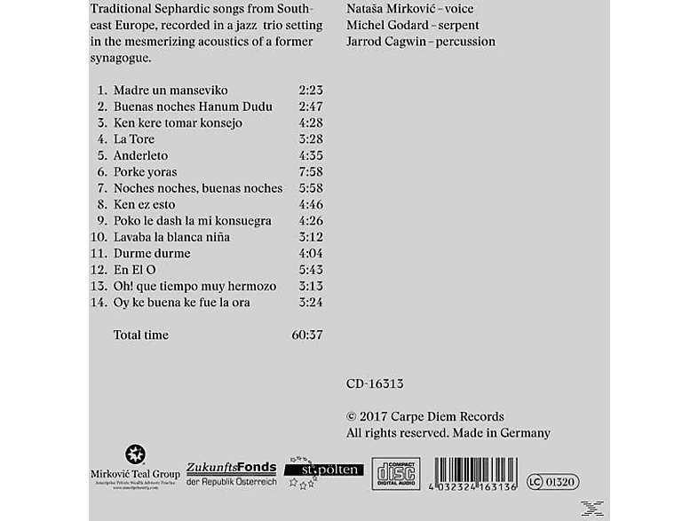 Thumbnail - Natasa Mirkovic, Michel Godard, Jarrod Cagwin - En el Amor-Sephardische Lieder (CD)