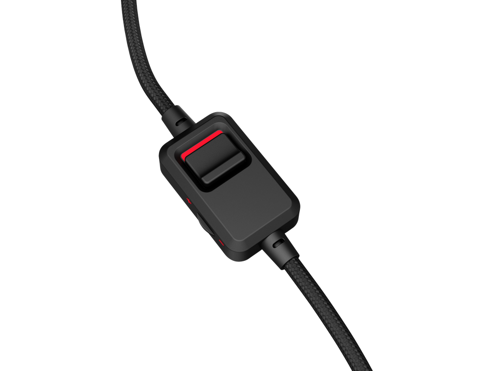 Primer plano de un módulo de control negro y rojo en un cable.