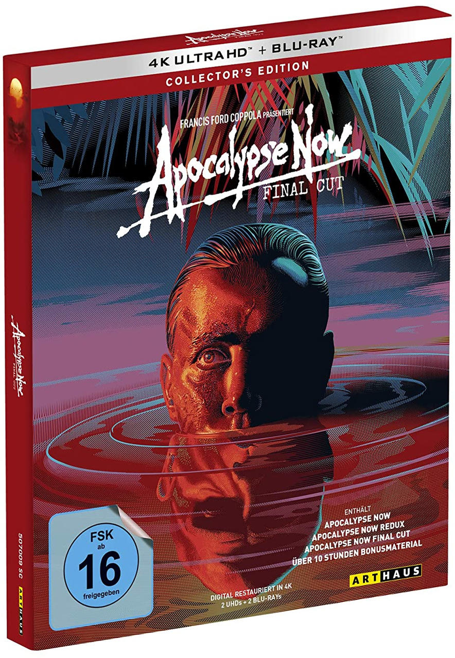 Filmcover von 'Apocalypse Now: Final Cut' mit einem Mann im Wasser und Text.