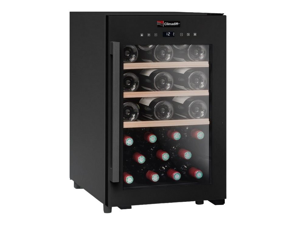 Vinoteca - Climadiff CS31B1, 31 botellas, Antivibración, 3 estantes, LED, 63 cm, Negro