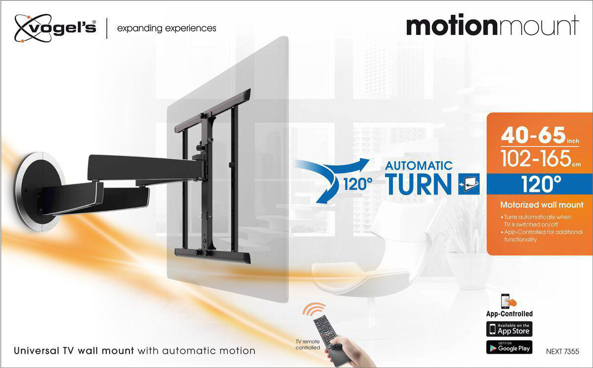 VOGEL´S Vogel's NEXT 7355 MotionMount - die TV-Wandhalterung, die sich automatisch dreht für 101-165 cm Wandhalterung, max. 65 Zoll, Schwarz