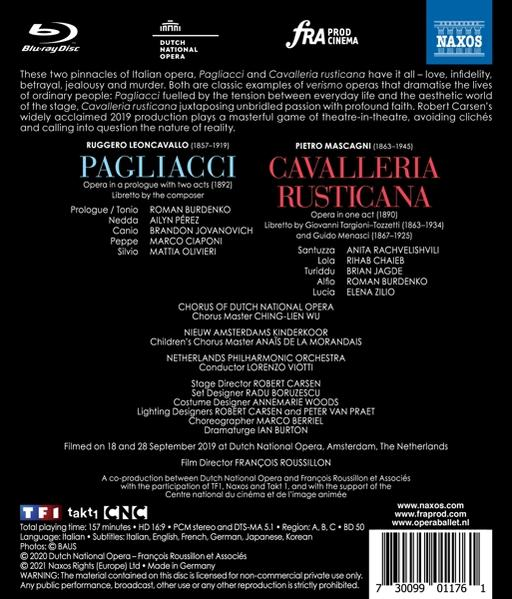 Perez/Jovanovich/Viotti/Netherlands PO - (Blu-ray) CAVALLERIA - PAGLIACCI RUSTICANA 