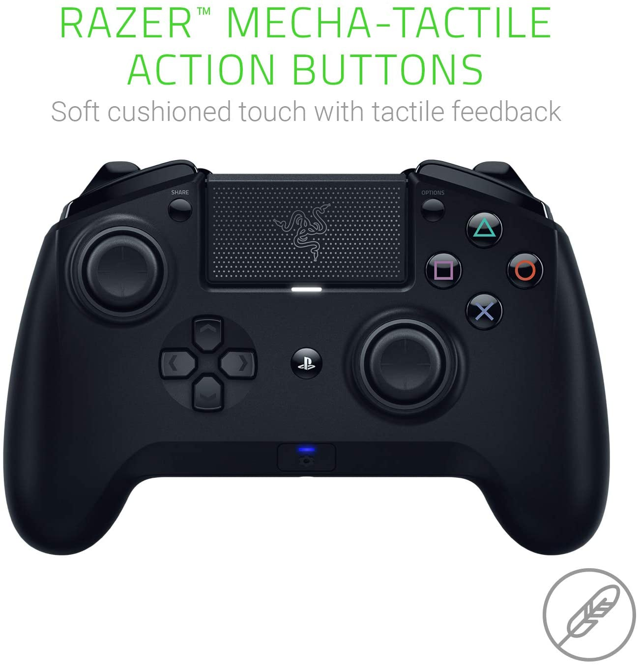 Gamepad - Razer, Inalámbrico, Autonomía 19 h, Cable 2 m, Superfície táctil, Negro