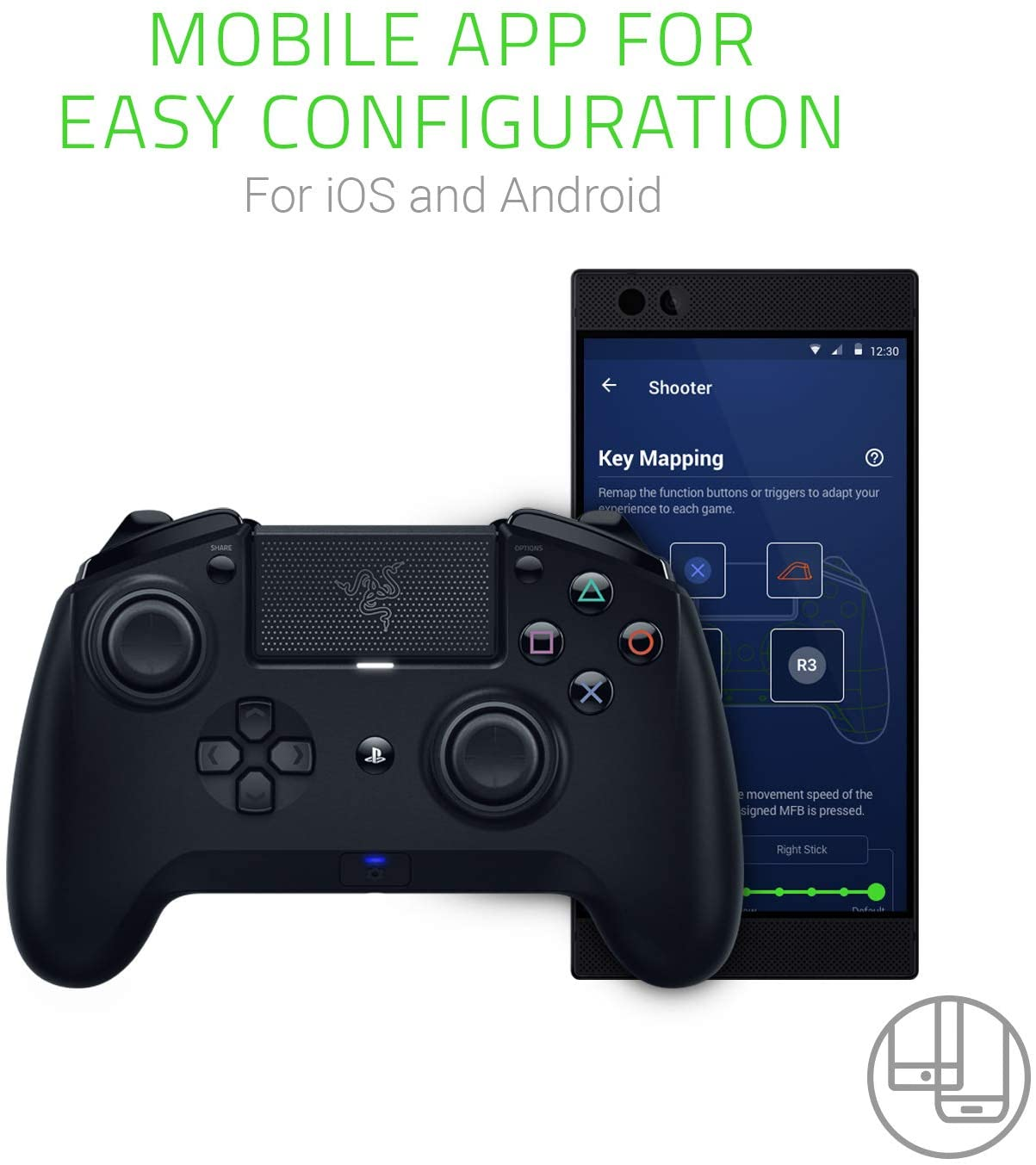 Gamepad - Razer, Inalámbrico, Autonomía 19 h, Cable 2 m, Superfície táctil, Negro