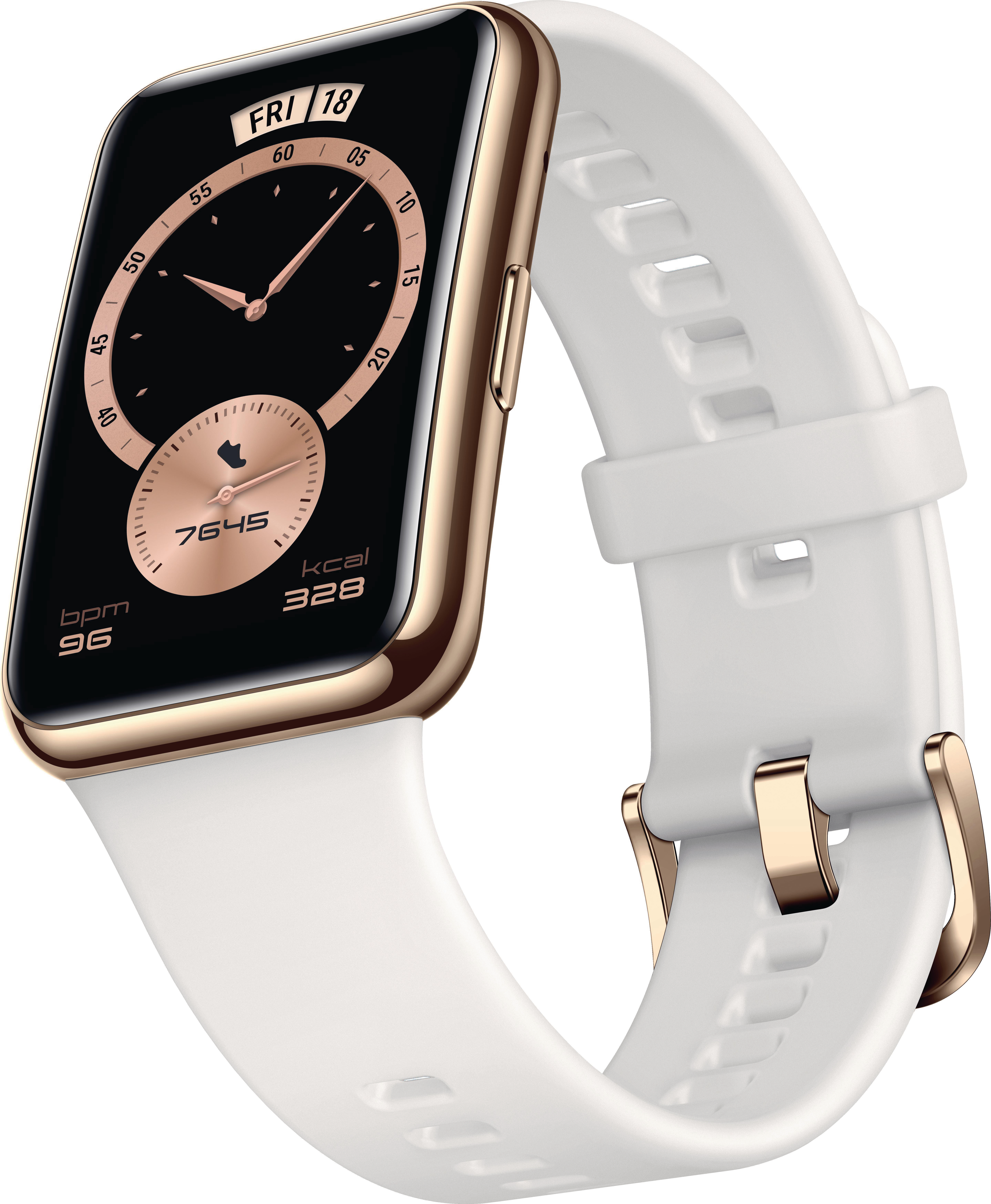 HUAWEI Watch Fit Elegant (Stia-B29) Smartwatch Kunststoff und Metallrahmen Elastomer, 130-210 mm, Frosty White