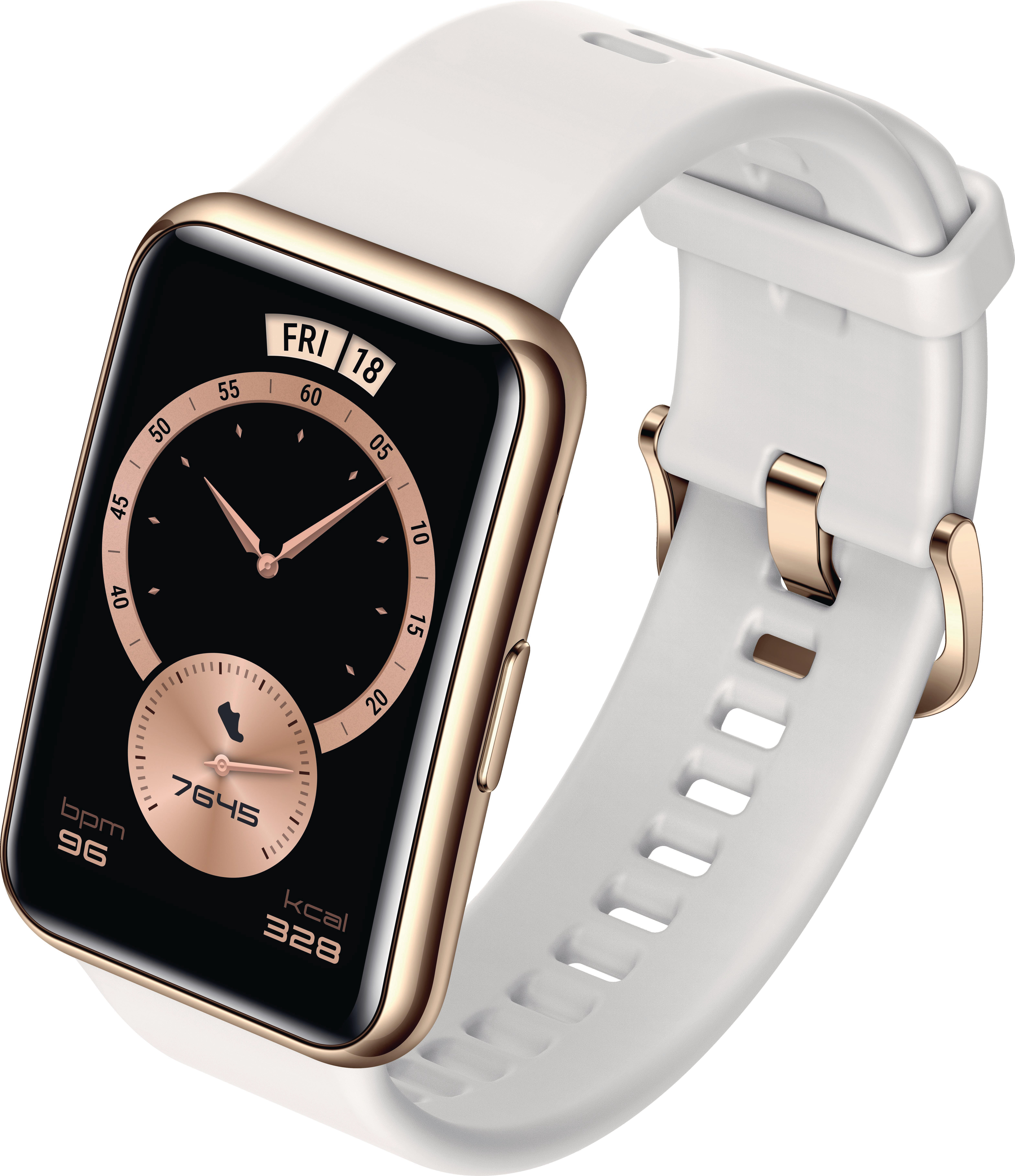HUAWEI Watch Fit Elegant (Stia-B29) Smartwatch Kunststoff und Metallrahmen Elastomer, 130-210 mm, Frosty White