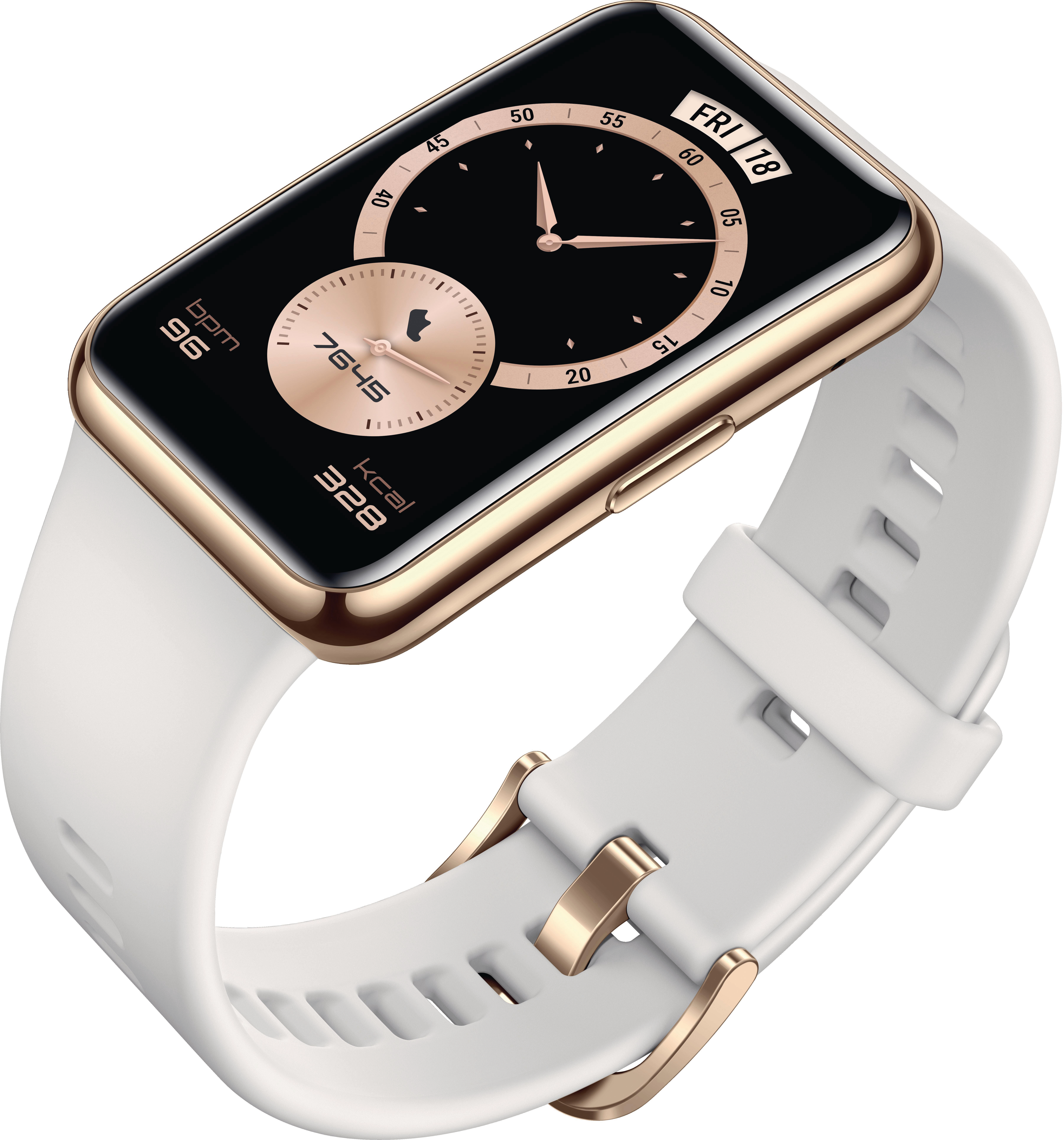 HUAWEI Watch Fit Elegant (Stia-B29) Smartwatch Kunststoff und Metallrahmen Elastomer, 130-210 mm, Frosty White