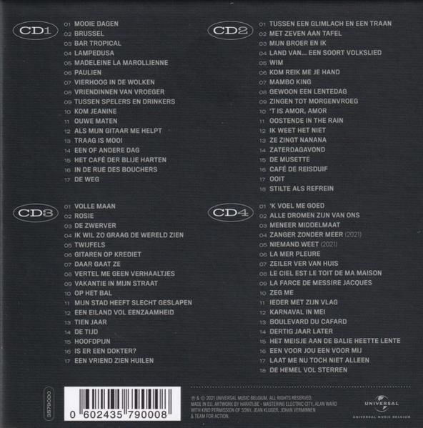 Une couverture de CD avec du texte en plusieurs langues. Il y a trois motifs circulaires.