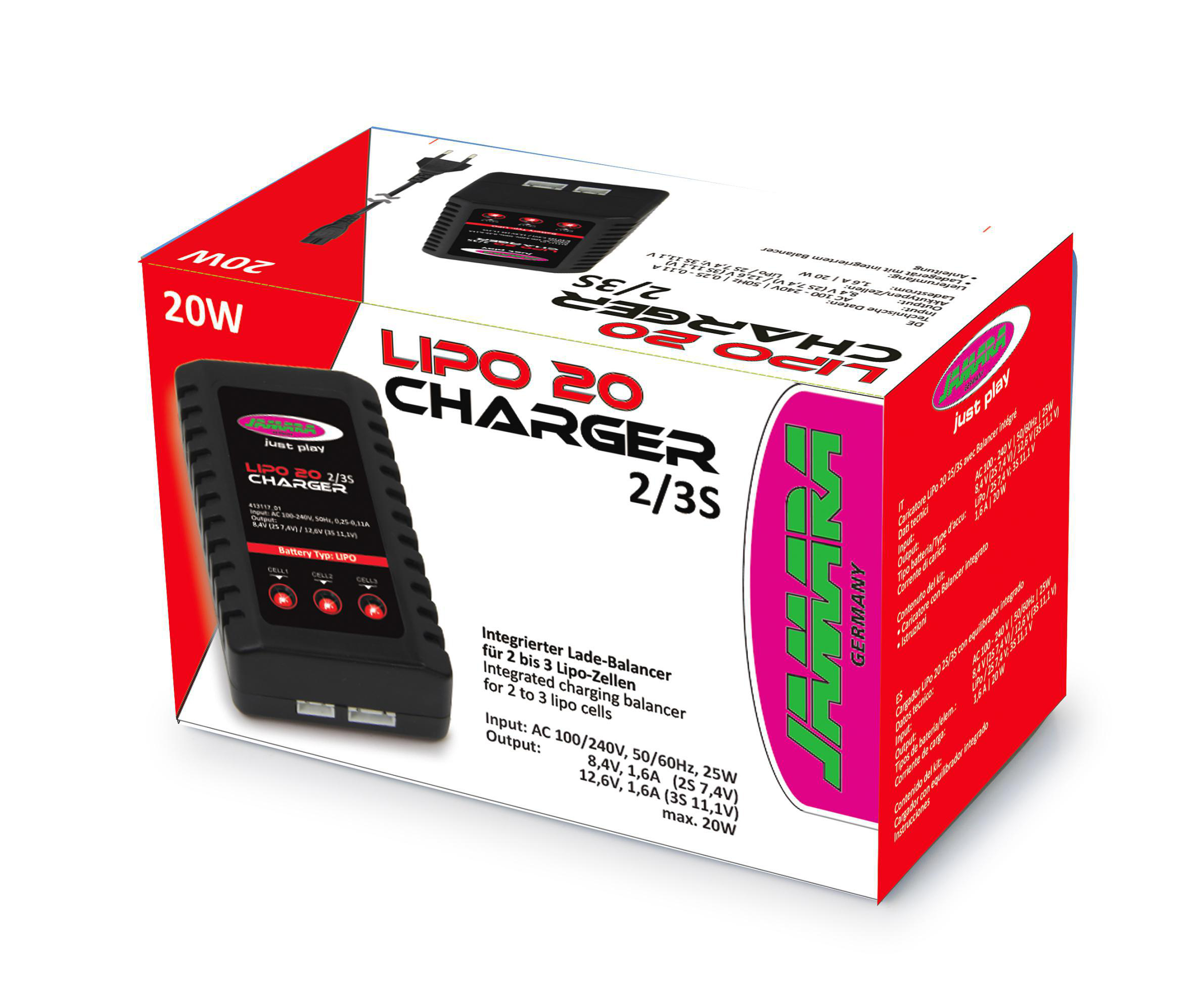 JAMARA LiPo 20 2/3S Ladegerät, Schwarz