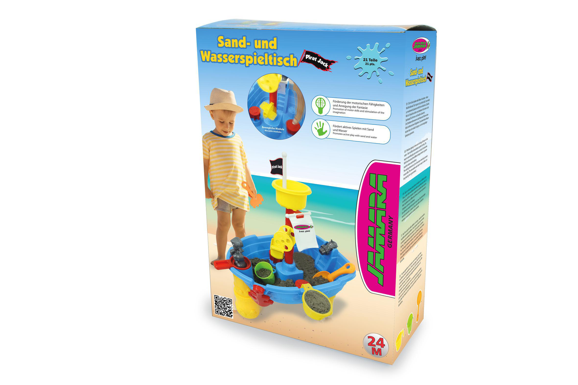 JAMARA Pirat Jack 21 Teile Wasserspieltisch und Mehrfarbig Sand