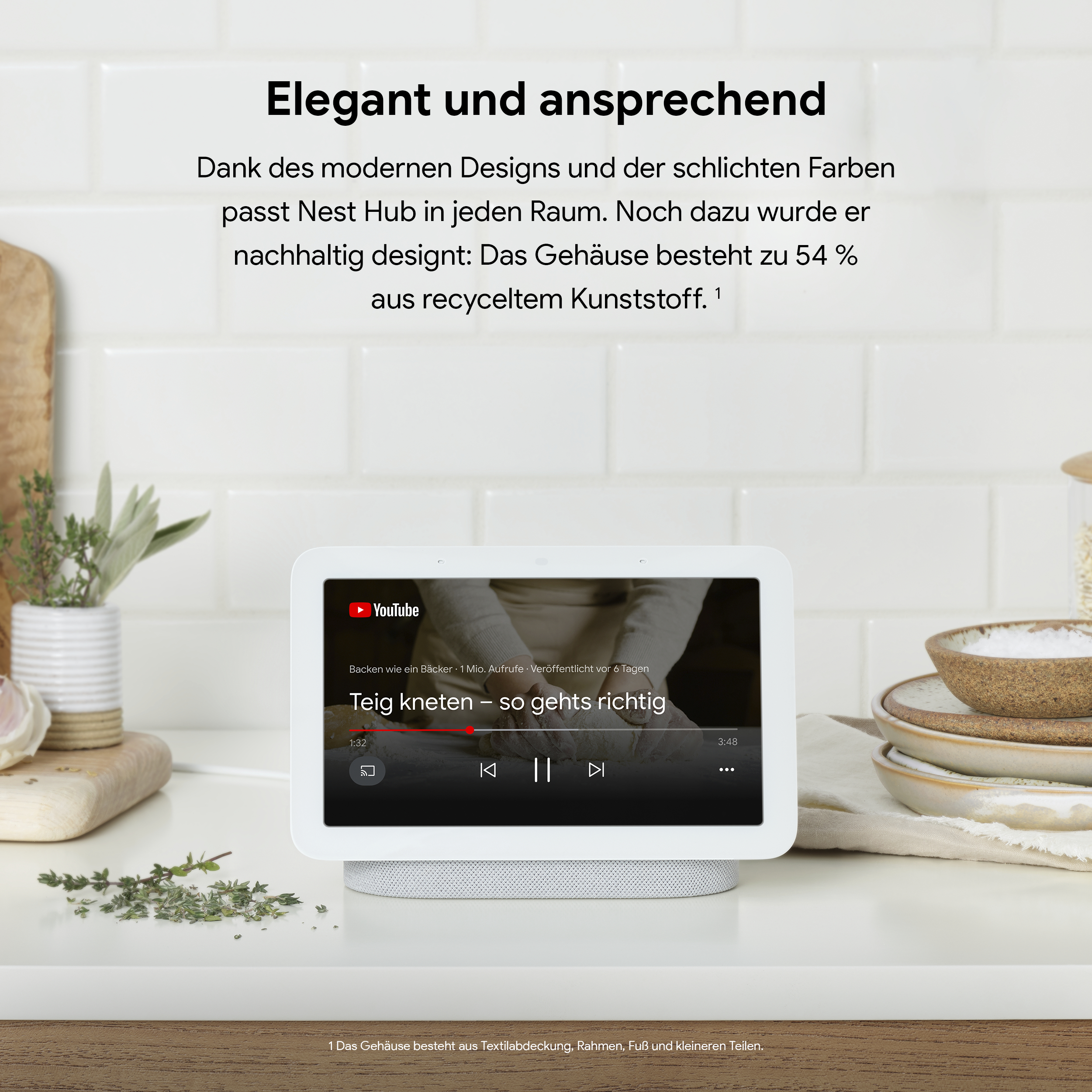 GOOGLE Nest Hub (2. Generation) Smart Display, Kreide