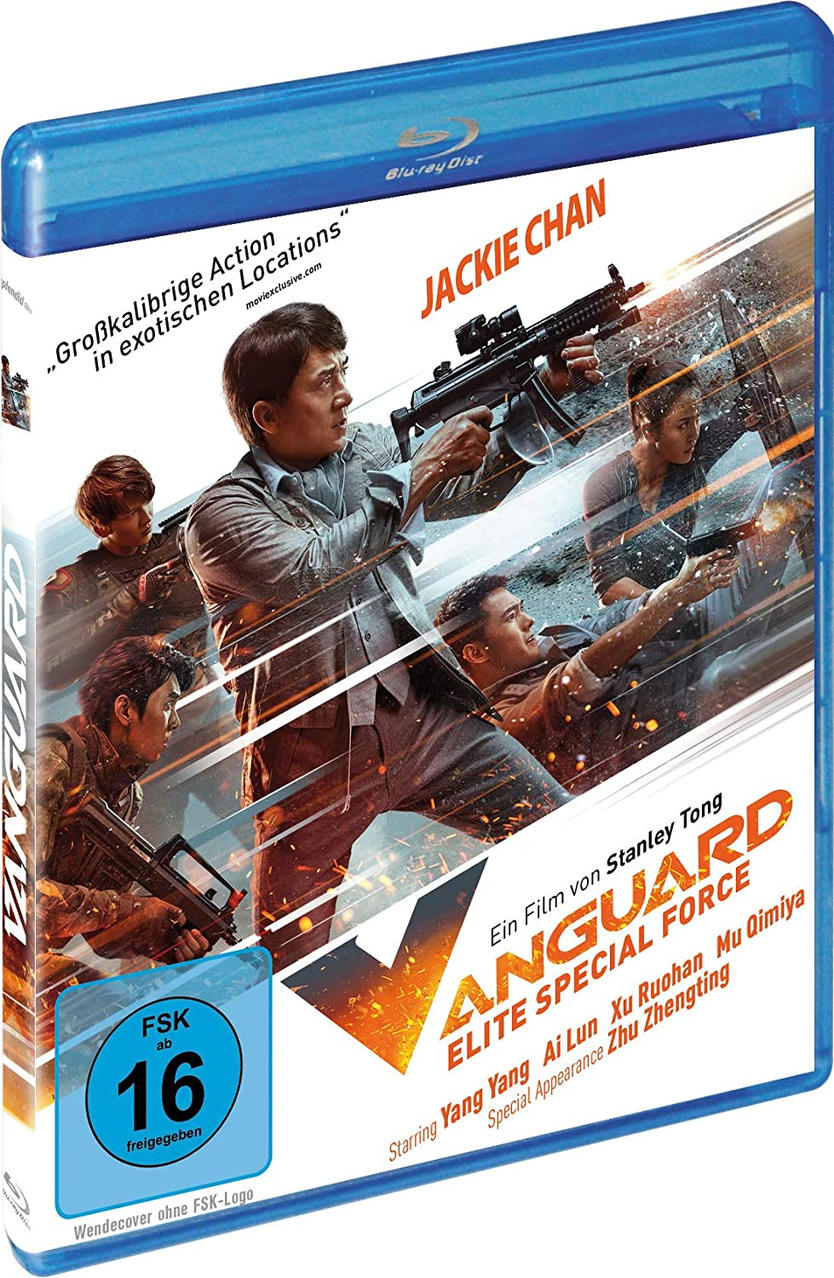 Eine Blu-ray-Hülle mit Jackie Chan auf dem Cover, der eine Waffe hält, mit Filmtitel.