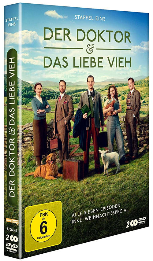 DVD-Boxset einer Show mit Darstellern und einem Hund auf grüner Wiese.