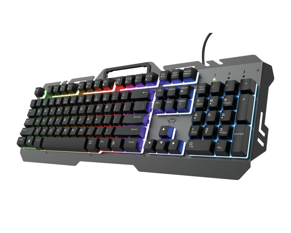 Teclado gaming - GXT 853 Esca Metal Rainbow, USB, Retroiluminación RGB, 12 Teclas Programables, USB, Negro