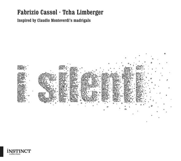 Tekstkunst: 'i silenti' gemaakt van kleine woorden, met tekst boven en onder.