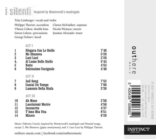 Achterkant van een cd-hoesje met tracklist en artiestinformatie.