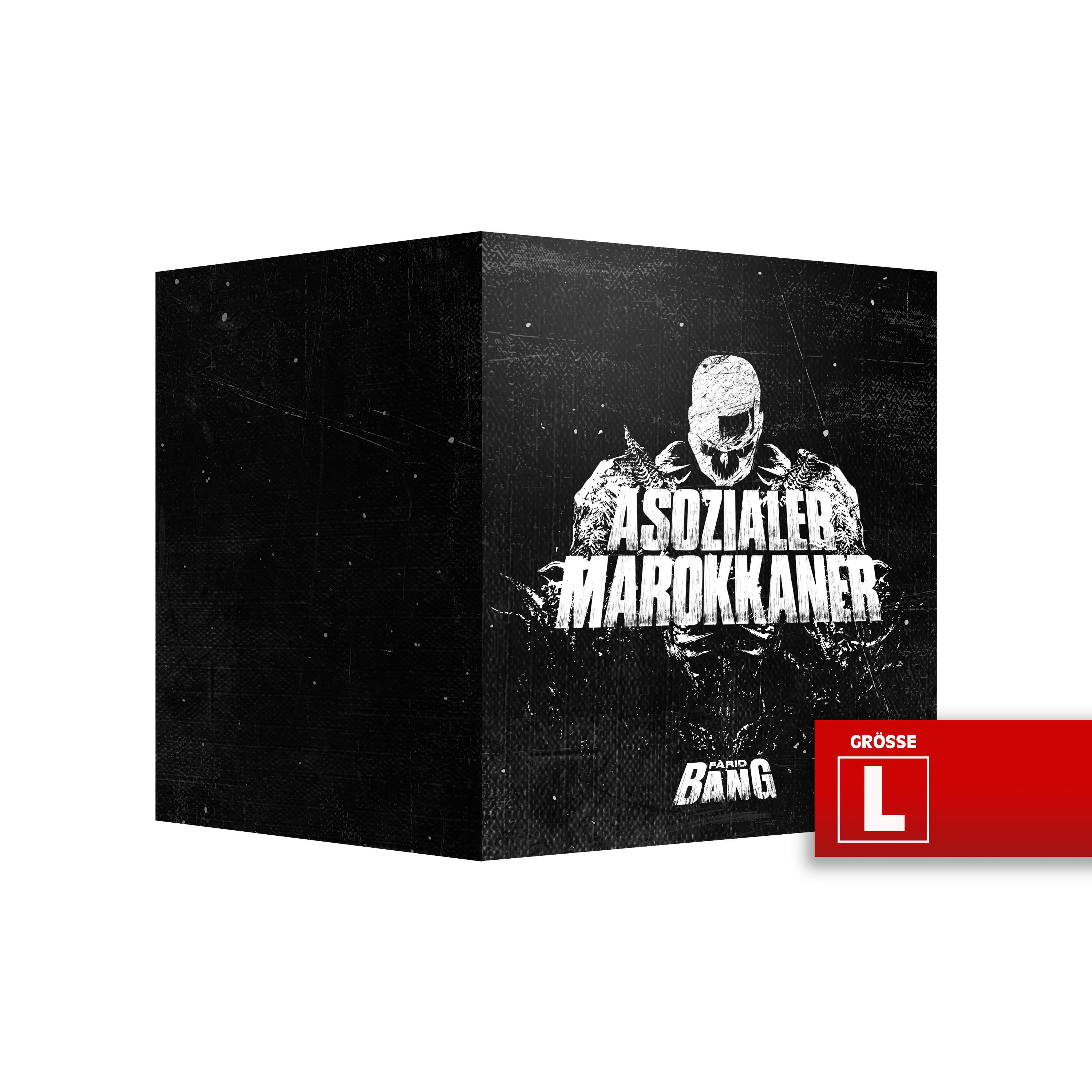 Albumcover: Schwarze Box mit Titel 'ASOZIALER MAROKKANER'. Großes 'L' in Rot.