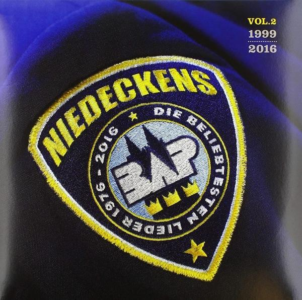 Bestickter Aufnäher mit Schilddesign, gelb und blau, mit dem Wort NIEDECKENS.