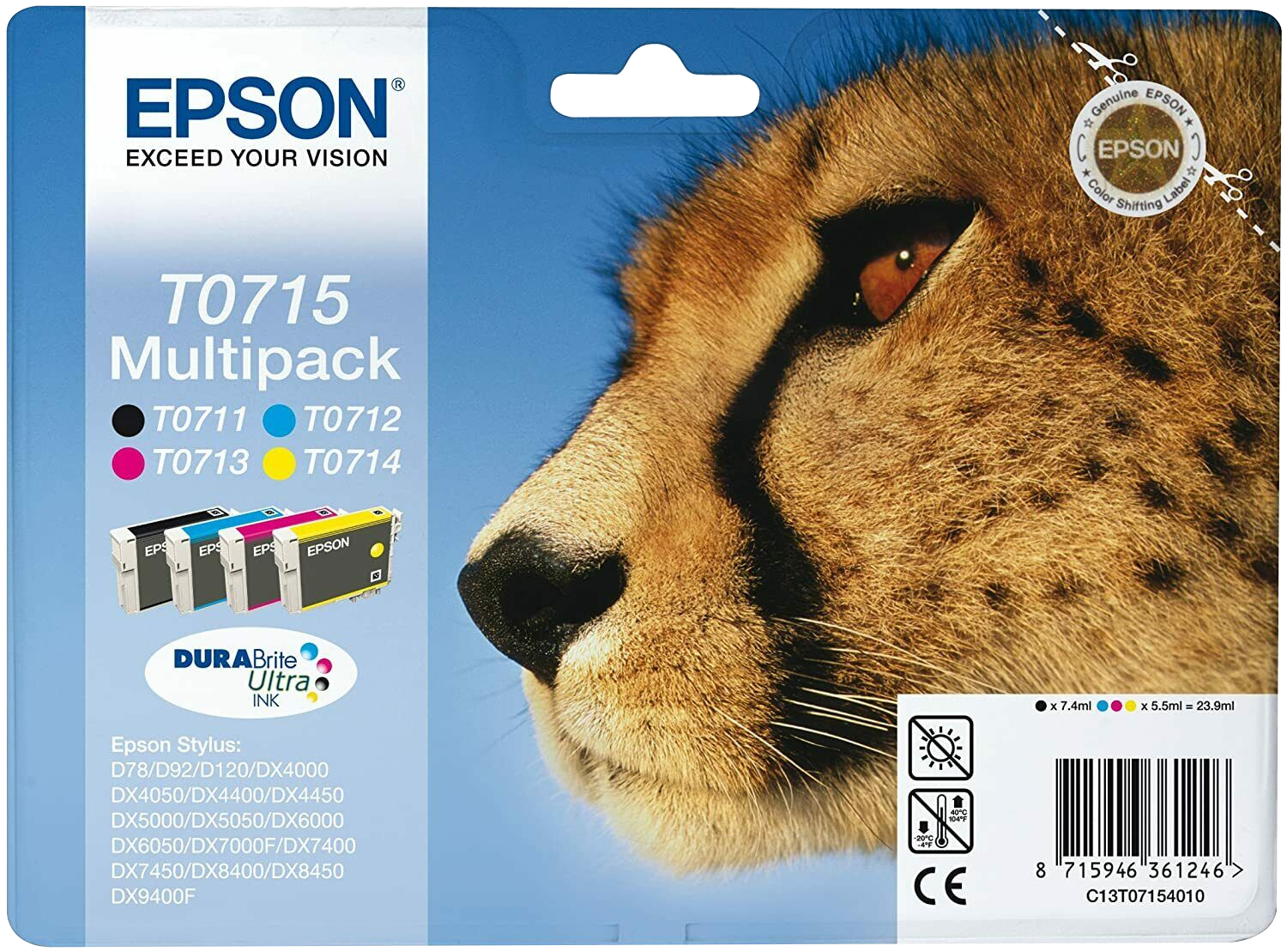EPSON T0715 tintapatron multipack 4 szín (C13T07154012)