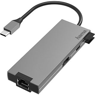 Hub - Hama 00200109, 5 puertos, De conector USB-C a enchufe 2x USB-A/USB-C/HDMI/LAN/Ethernet, Negro