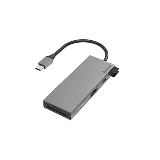Hub - Hama 00200110, De conector USB-C a enchufe 2x USB-A/USB-C/HDMI™/SD/microSD, Hasta 5 Gbit/s, Negro