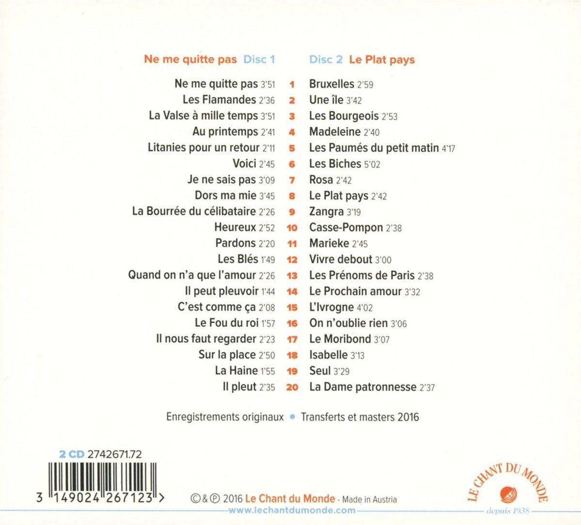 - (CD) Quitte Le Pas Jacques - Plat Ne Pays Me - Brel