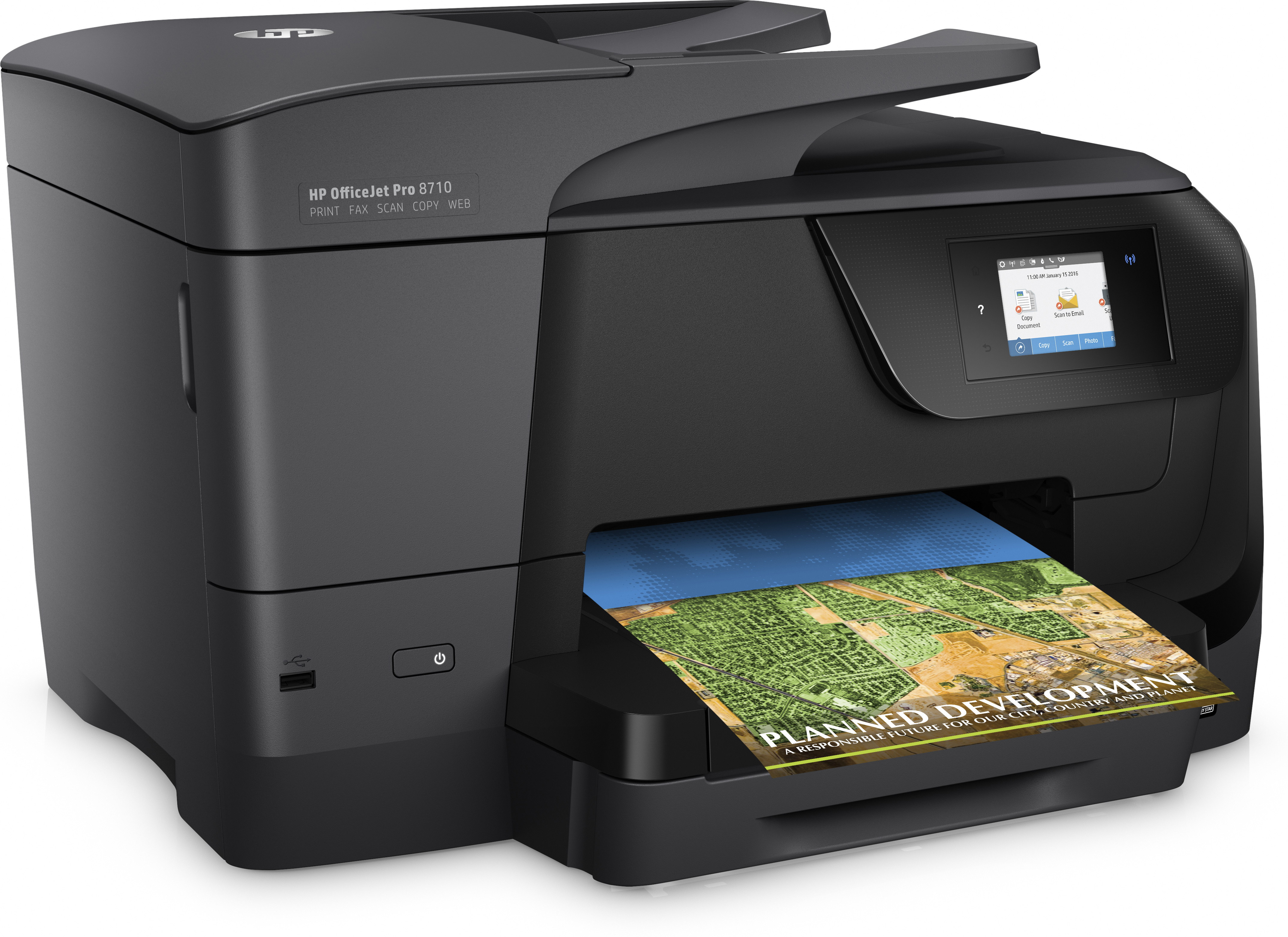 Impresora multifunción - HP Officejet PRO 8710, Doble cara automático, WiFi, Ethernet, USB