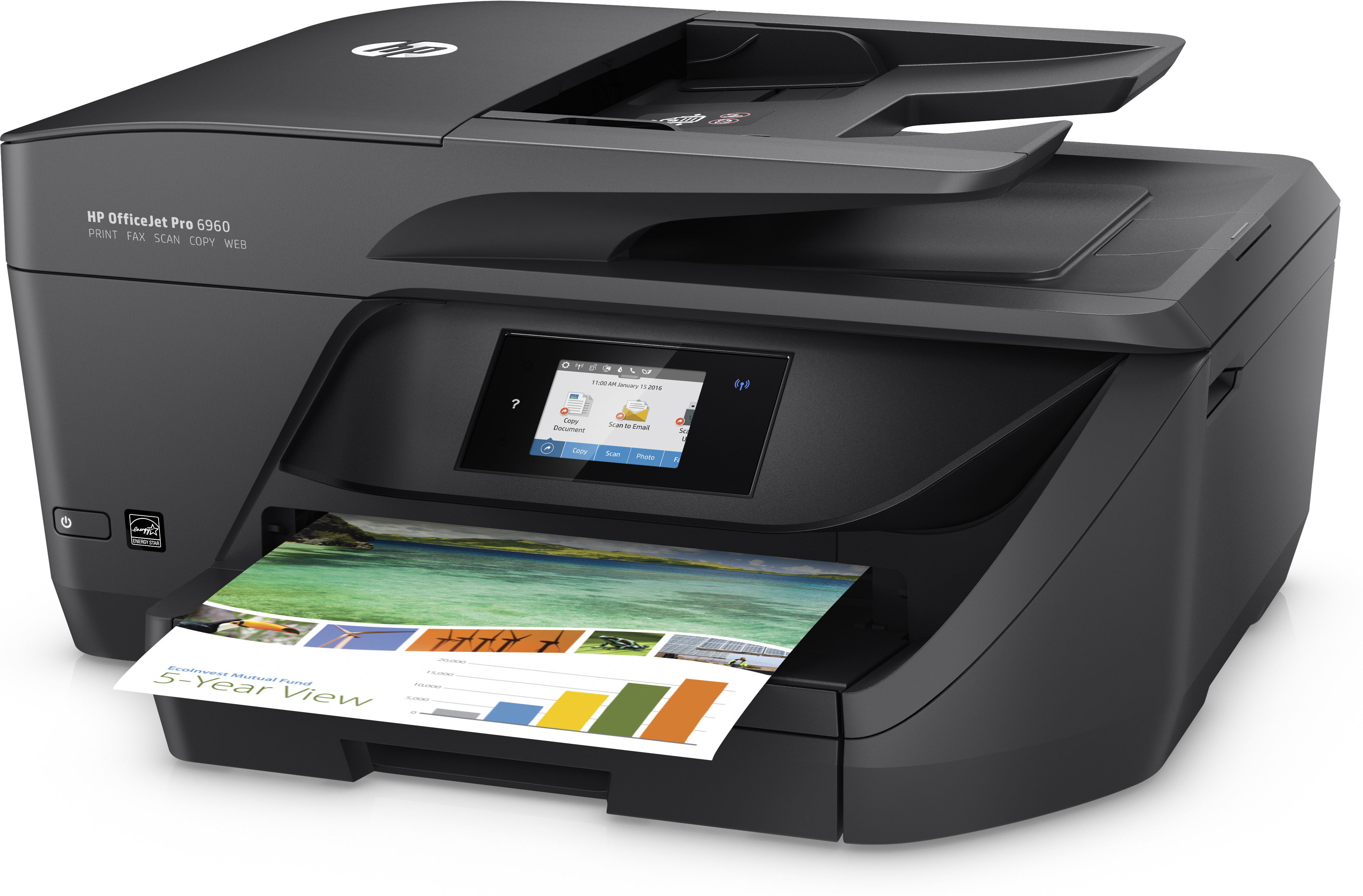 Impresora multifunción - HP OfficeJet Pro 6960, Inyección de tinta, Color, WiFi, 600x1200, 18/10ppm