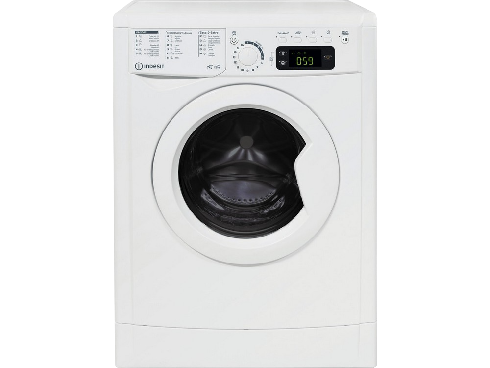 Lavadora secadora - Indesit EWDE 751251 W SPT N, 7 kg/5 kg, 1200 rpm, Pantalla digital, Blanco