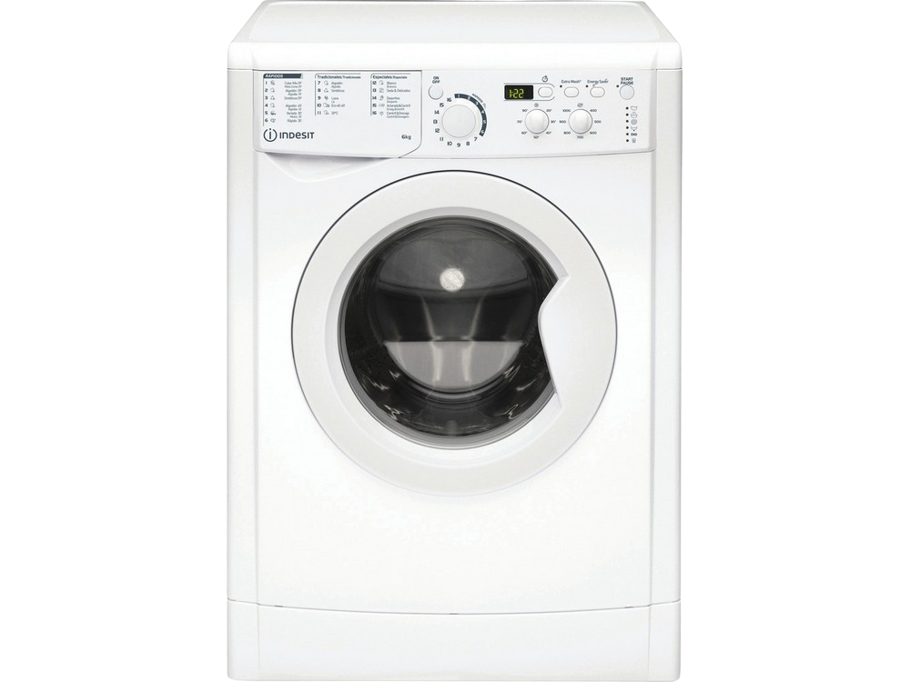 Lavadora carga frontal - Indesit EWD 61051 W SPT N, 6 kg, 1000 rpm, Extra Wash, Blanco