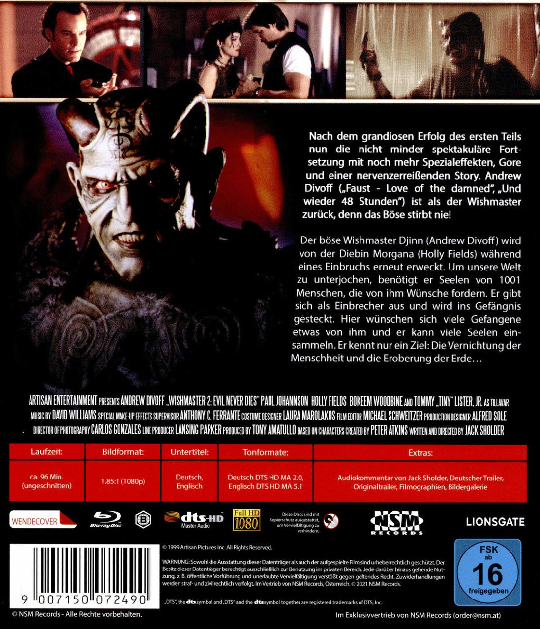 Filmcover mit teufelähnlicher Kreatur und Text. Der Hintergrund zeigt andere Charaktere.
