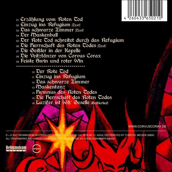 Rückseite einer CD-Hülle mit Text und einer roten Teufelsillustration.