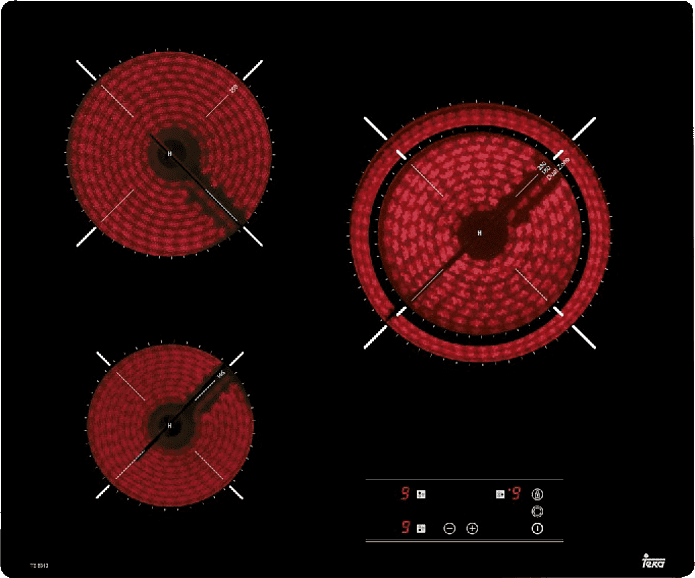 Encimera - Teka TB 6315, Vitrocerámica, Eléctrica, 3 zonas, 27 cm, Negro