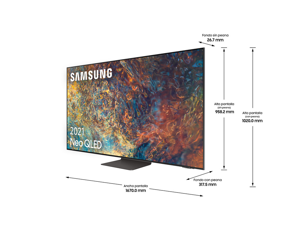TV QLED 75" - Samsung QE75QN95AATXXC, Neo QLED 4K IA, HDR 2000, Smart TV, OTS+, Carbón