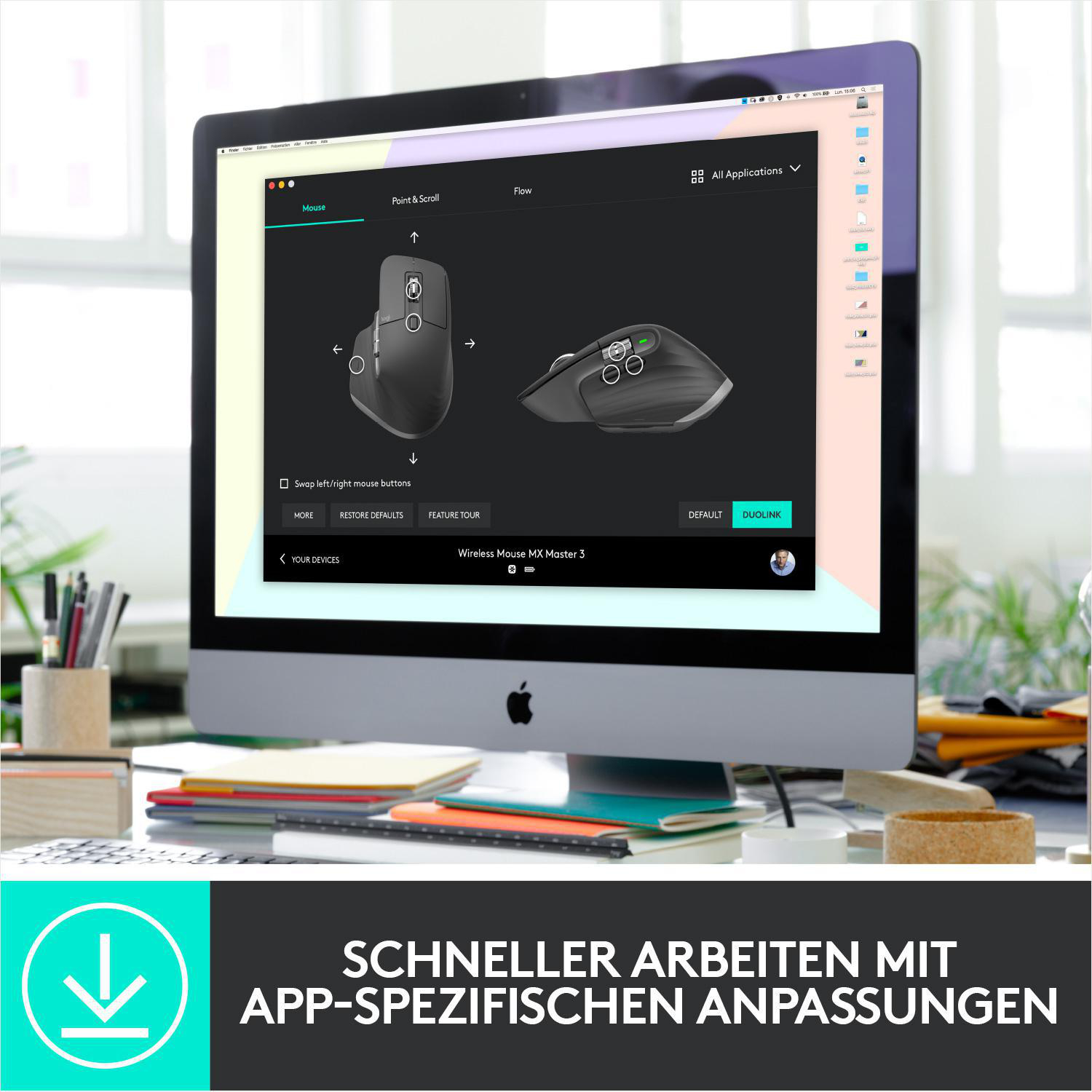 LOGITECH MX Master 3 kabellose Bluetooth Maus, Graphite