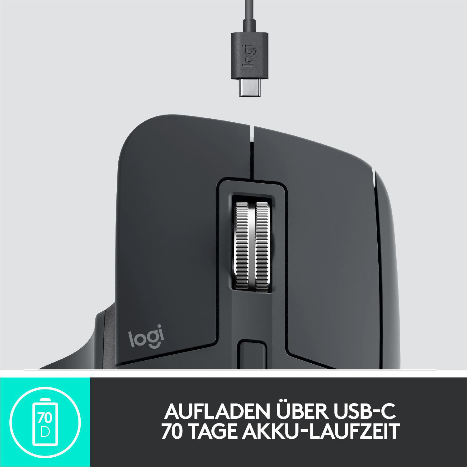 LOGITECH MX Master 3 kabellose Bluetooth Maus, Graphite
