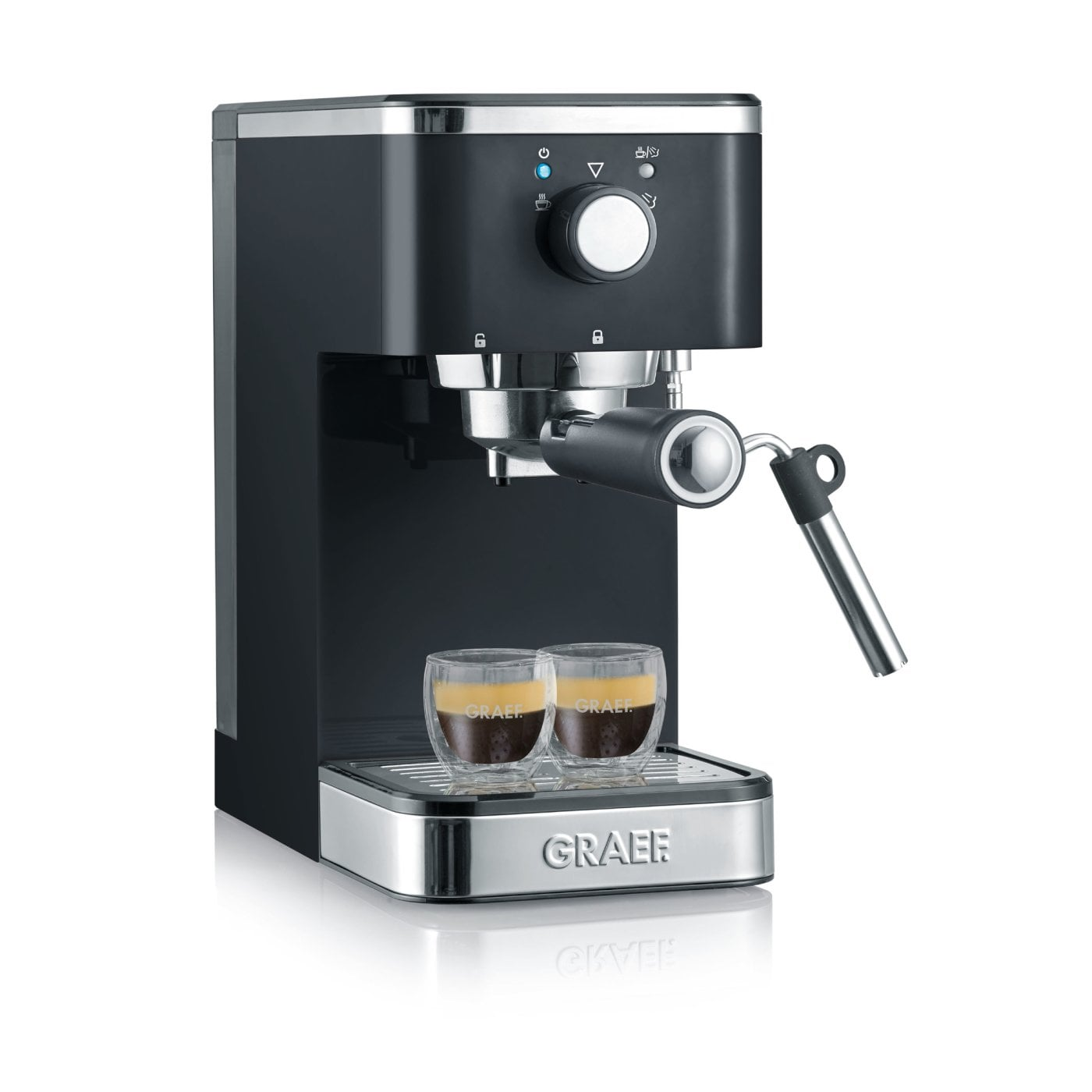 GRAEF ES402-Set Espressomaschine salita inkl. Kaffeemühle Schwarz Espressomaschine (Schwarz, 1400 Watt, 15 bar)