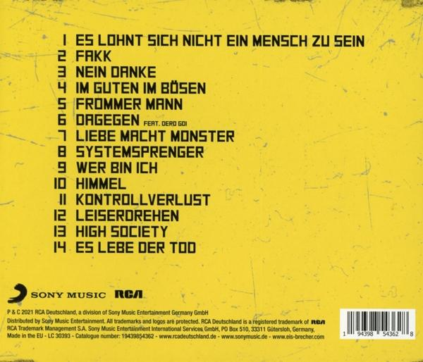 CD-Cover mit gelbem Hintergrund, schwarzem Text und einem Logo.