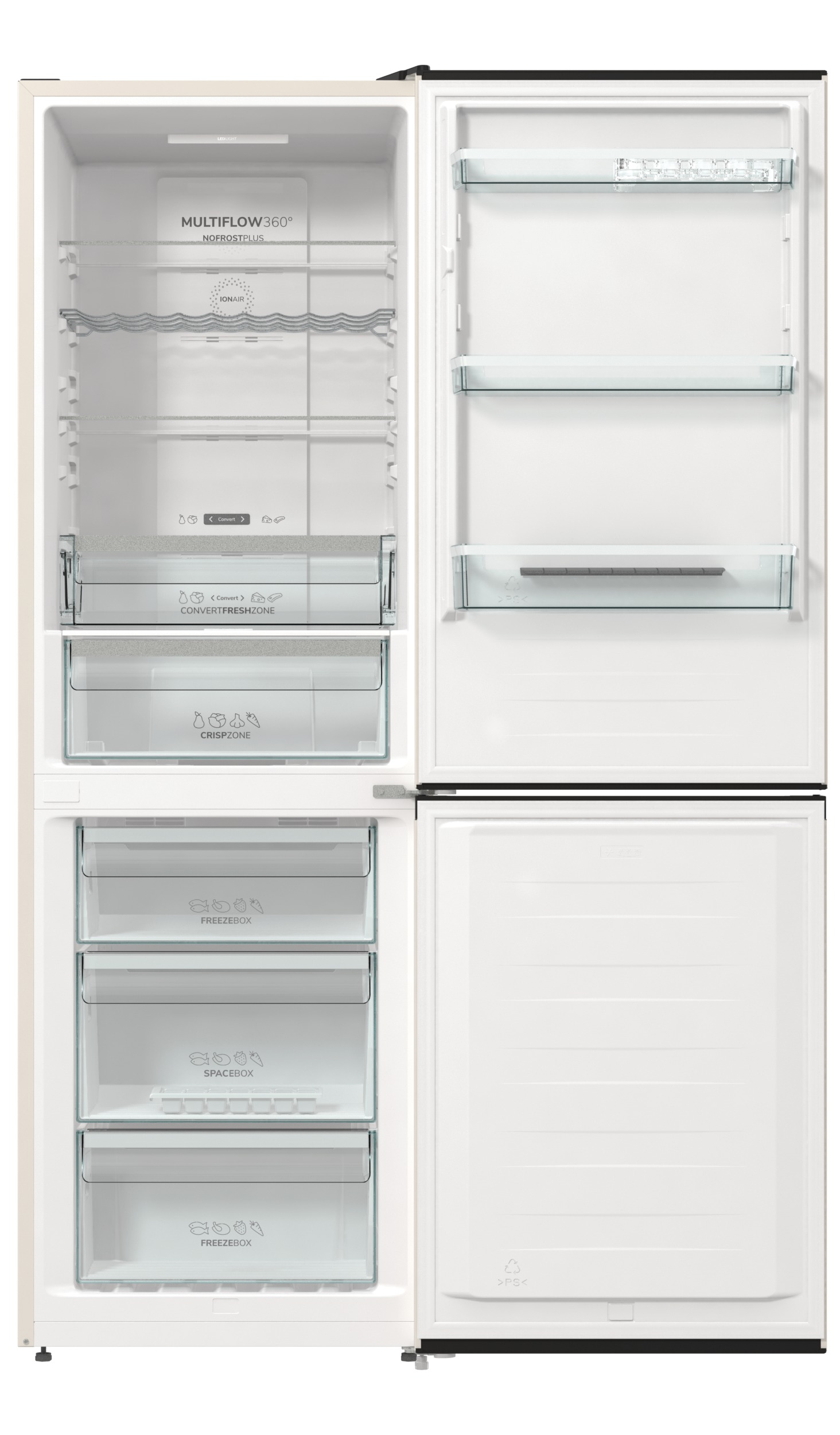 GORENJE NRK6192AC4 Kühl- Gefrierkombination (E, 300 l, 1850 mm hoch, Standgerät, No Frost (verminderte Eisbildung), Beige)